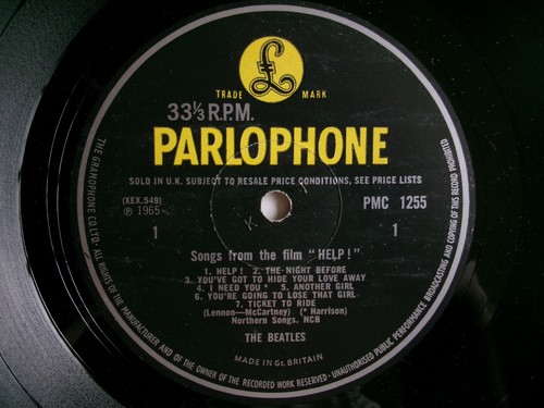 THE BEATLES HELP ! PARLOPHONE PMC 1255 LENNON MCCARTNEY POP ROCK YELLOW BLACK - Picture 2 of 3