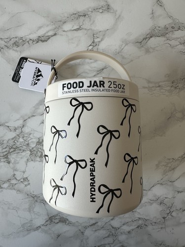 HydraPeak Pink Bow Insulated Food Jar TikTok Viral Artisan 25oz Stainless Steel - Picture 2 of 5