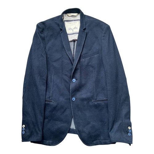 Zara Man Men's Denim Couture Blazer Jacket Elbow Patch EU54 40” Chest Blue - VGC