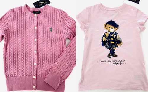 Neu mit Etikett, Mädchen Ralph Lauren 2er Set. Strickjacke + Polo Bear T-Shirt. S(7). Eu 130 - Bild 1 von 3