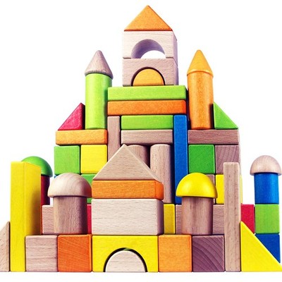 Wooden Building Blocks Set for - Rainbow Stacker Stacking Game Construction T...