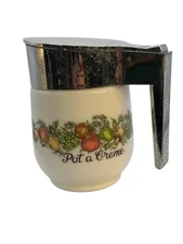 Gemco Spice of Life Corning Ware Milk Glass Pitcher Syrup Creamer Vtg Corelle