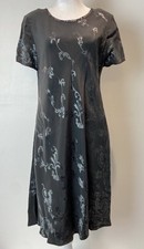 Vintage Carol Little Gray Short Sleeve Midi Dress French Imported Fabric Size 14
