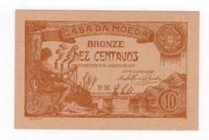 Portugal 1917 10 Centavos Banco De Portugal Vintage Banknote P96 CU