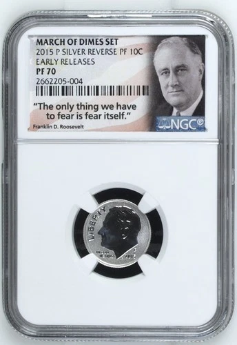 2015 Silver March of Dimes Set, 2 Dimes and 1 Silver Dollar NGC PF70 TOP POP