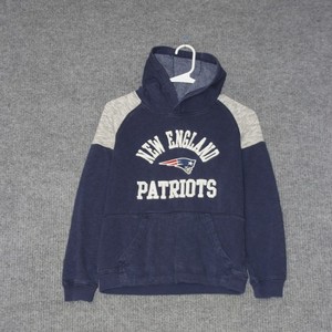 New England Patriots NFL Team Apparel Hoodie Youth Navy Gray Raglan Pullover