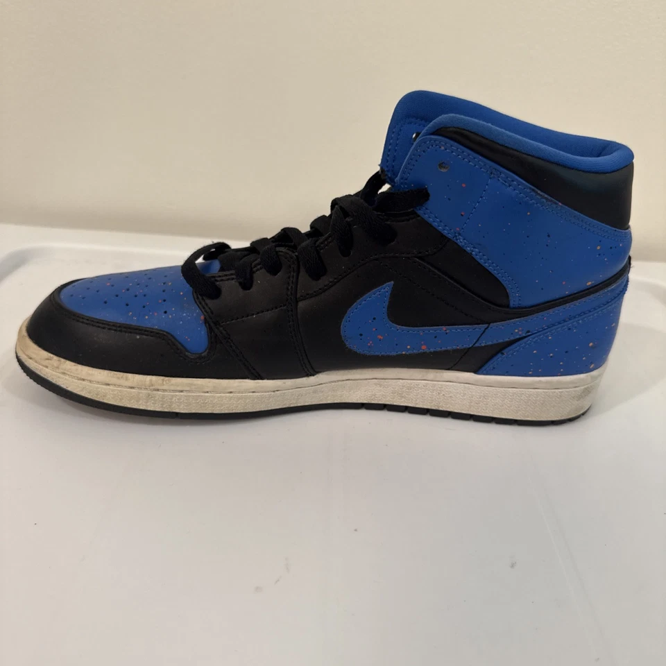 Air Jordan Mid 1 Royal Paint Splatter Men’s Size 10 Sneakers - Image 4 of 4