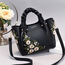 Women's Faux Leather Tote Bag Large Capacity Shopping Shoulder Handbag