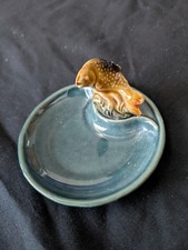 Vintage Wade Whim Tray Black Pin Dish With Whimsy Trout 