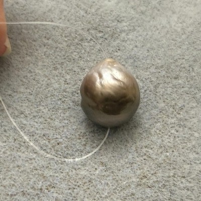 Huge Drilled Tahitian South Sea Pearl, Graduated Gray/White 15 x 17.3 mm, 25 ct