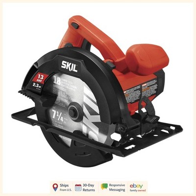 13-Amp 7-1/4 Inch Circular Saw with Adjustable Bevel and Spindle Lock Feature
