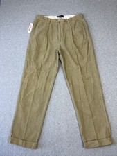Vintage Polo Ralph Lauren Hammond Pants Mens 36x32 Brown Corduroy Pleated