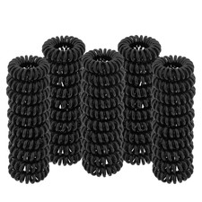 Spiral Hair Ties Small Black, 50 Pcs Plastic Spiral - Coil Ponytail Holders fo