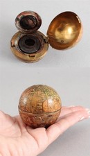 Antique Mid-19thC Miniature Terrestrial Pocket World Globe & Travel Inkwell NR 