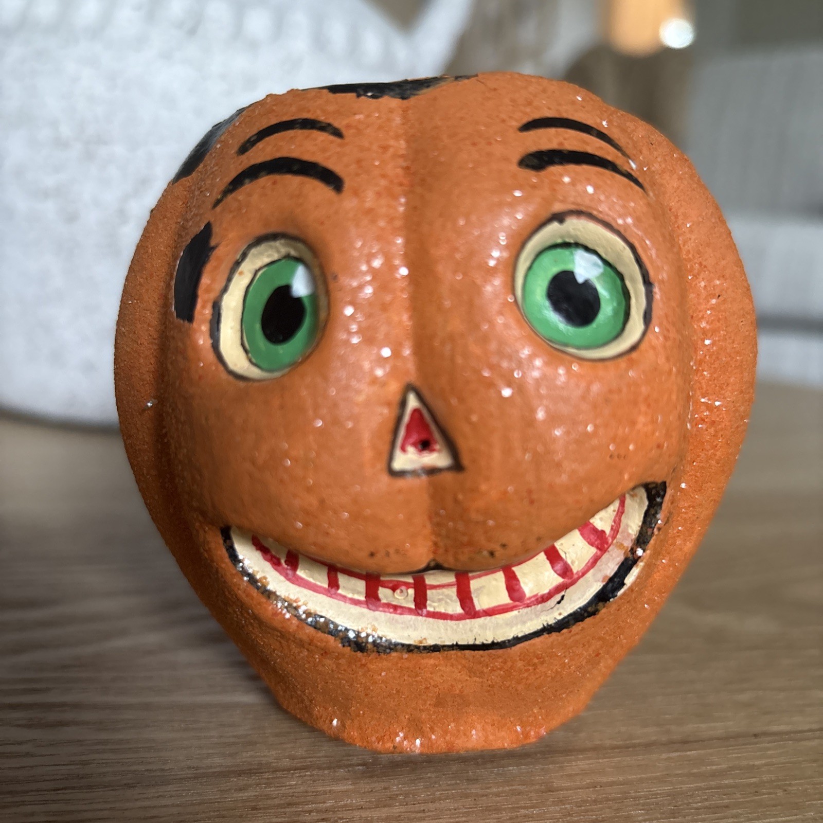 Halloween Folkart Retro Jack O Lantern Bucket Pumpkin Wire Ghost Small ...