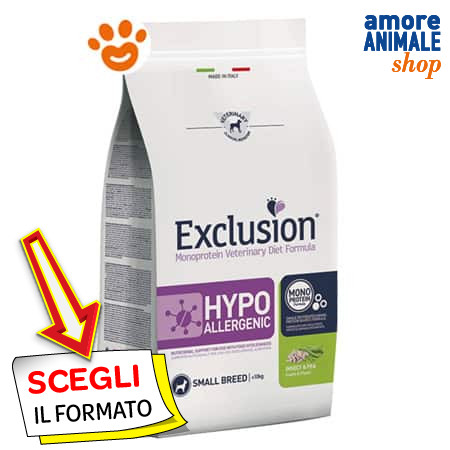 Exclusion Hypoallergenic Small Breed Insetti e Piselli - Salute 2Kg