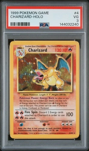 1999 POKEMON GAME #4 CHARIZARD-HOLO PSA 3