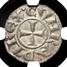 ITALIAN STATES, Republic of Genoa. Silver Denaro, 1139-1339, NGC MS63