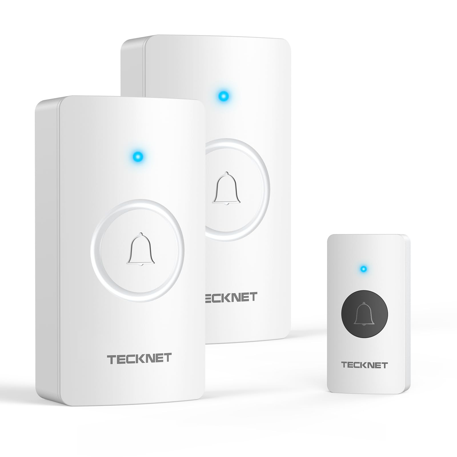 TECKNET Wireless Doorbell, Door Bells 1Transmitter+2 Receivers, White