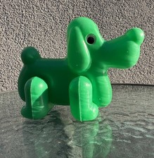 Vintage Soviet USSR Mid Century Blow Plastic Green Dog Doll Decor Toy