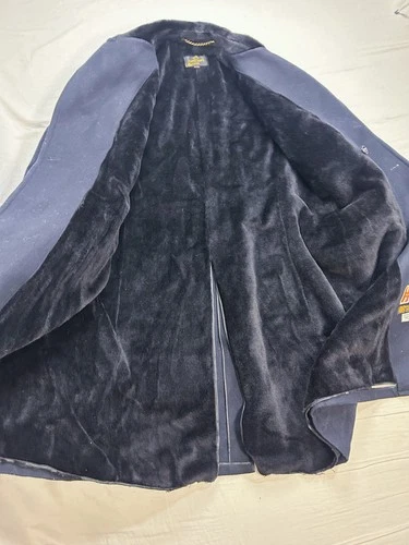 True VTG Zero King 60s Double Breasted Fur Lined Bridge Coat 46 XL Naval Officer image 16