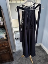 Boohoo Occasion Midi Dress Navy UK 14 Lace Fit & Flare Sleeveless Elegant