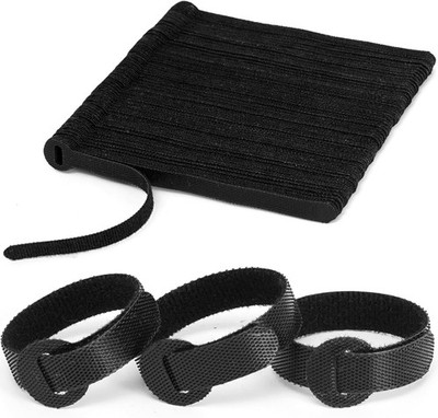 6 Inch Hook Loop Cable Ties 50PCS Reusable Cable Organizer Fastener Straps Black