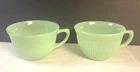 Vintage 1950s FIRE KING Jadeite Green JANE RAY Ribbed Coffee or Tea Cups 2