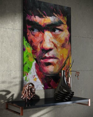 Bruce Lee Leinwand Bild Kung Fu Legende Farbig Dekoration Kunst Stil Abstrakt