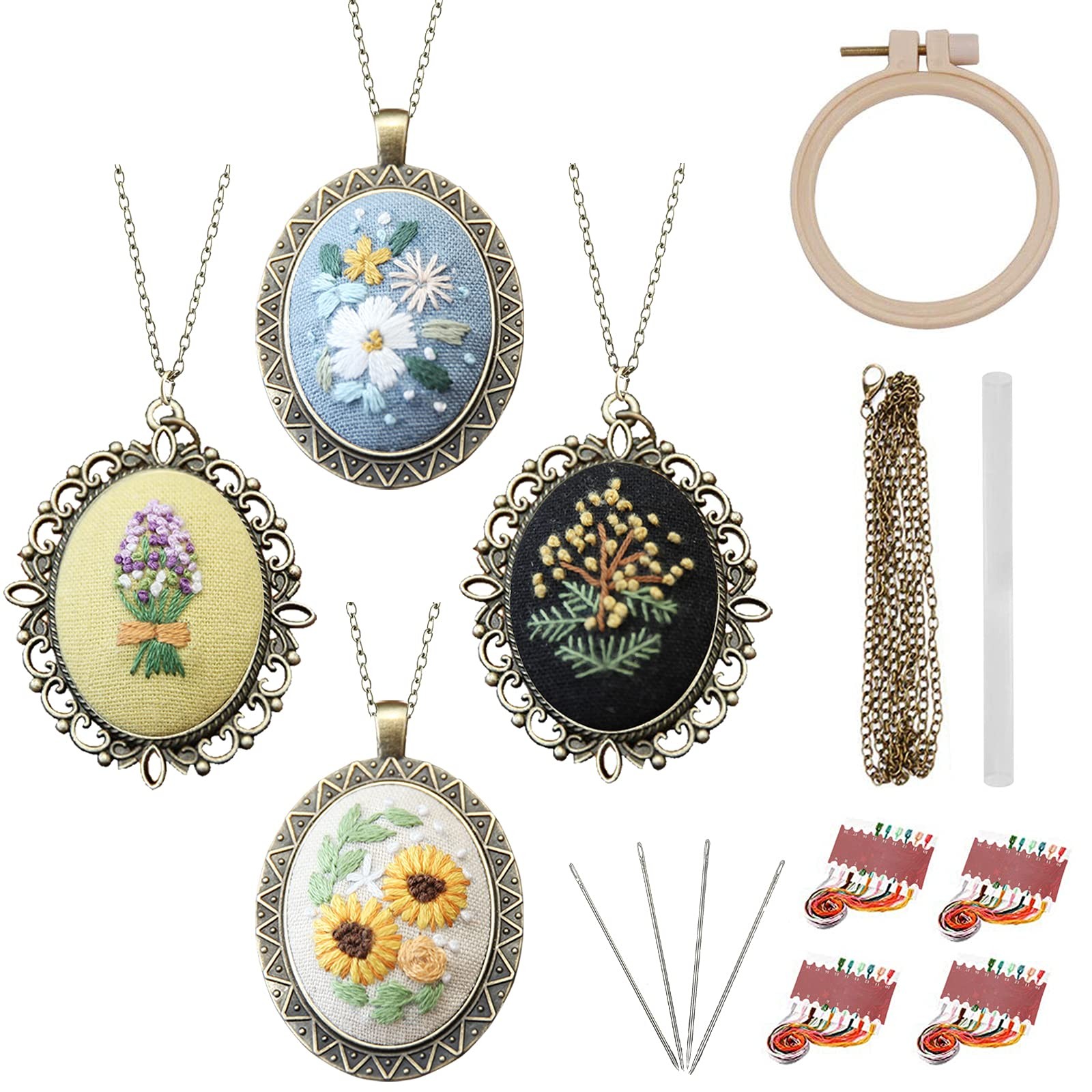 Necklace Kits, Embroidery Pendant Kit Mini Cross Stitch Ki..