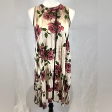 Burnt roses soft jersey knit shift dress size large