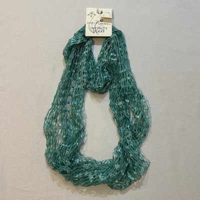 Simply Noelle Aqua Infinity Scarf Open Knit Loop Scarf NWT