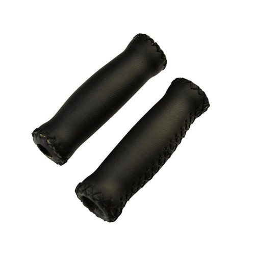 Poignées Vélo Montegrappa – Lock On 125mm, Double Cuir Gris, Neuves (motodak)