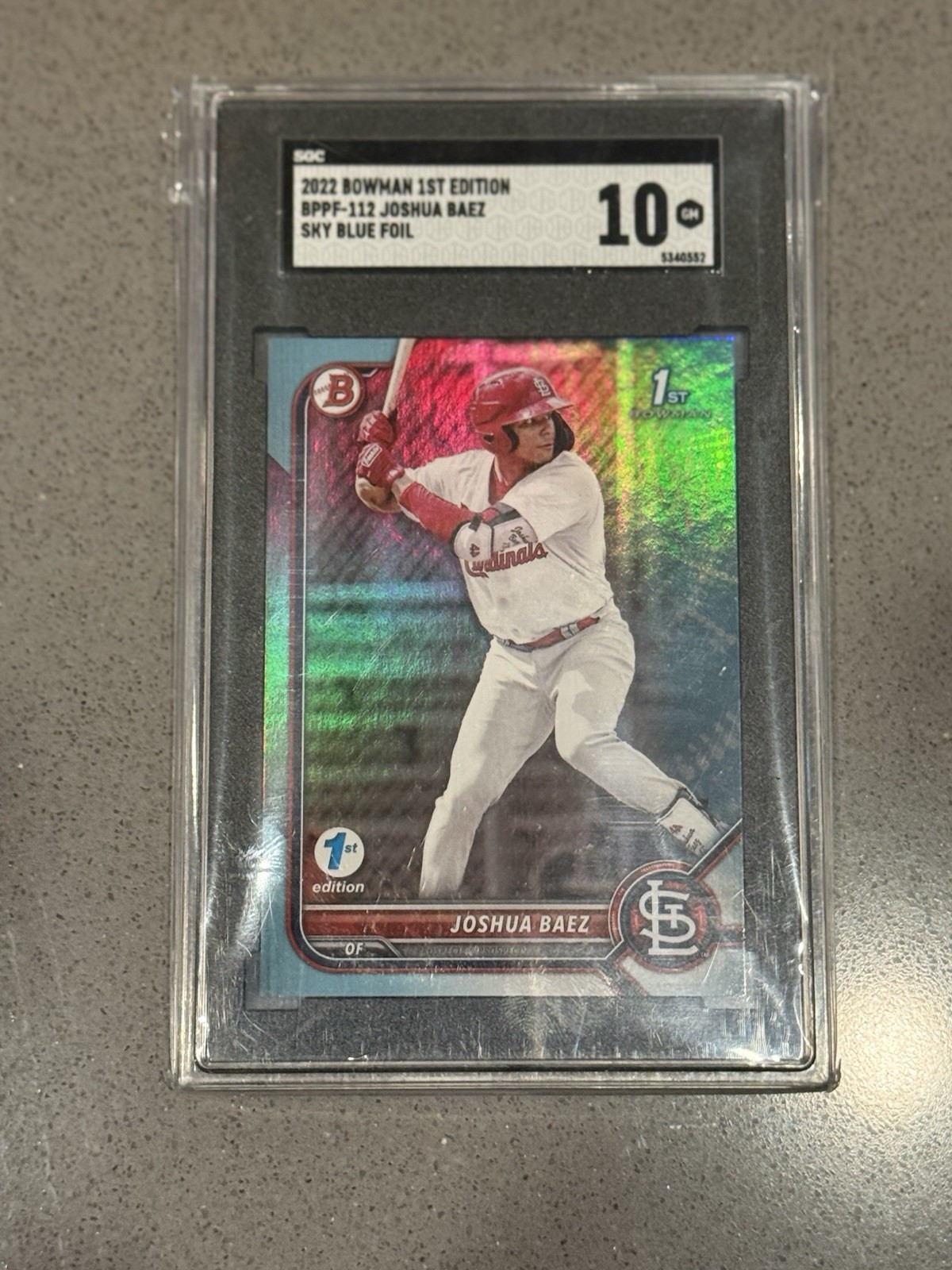 2022 Bowman 1ST Edition Joshua Baez #BPPF-112 Prospect Sky Blue Foil SGC 10