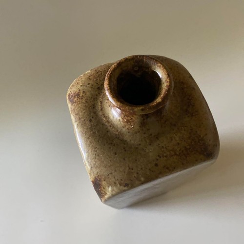 Shimaoka Tatsuzo Vase Flower Square Painting Brushed Grain Height 28cm - Picture 13 of 17