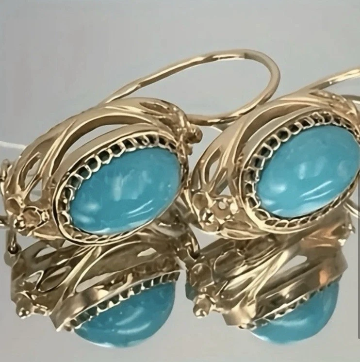 Pendientes Turquesa Oro 18k Foto 3 de 4