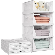 4x Stackable Wardrobe Drawer Units Organizer Clothes Closet Storage Basket Boxes