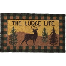 Rivers Edge Products 30" x 18" Coir Welcome Door Mat, Slip-Resistant, Lodge Life
