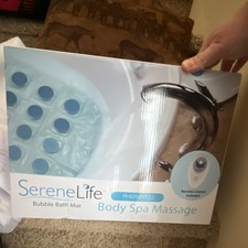 SereneLife Bubble Bath Mat Full Body Blue Bub...