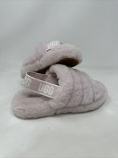 UGG Womens Fluff Yeah Slides Sandals Slippers Seashell Pink Sheepskin Size 1