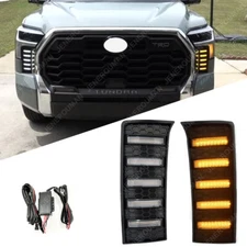 Pair LED Daytime Running light For 22-25 Toyota Tundra Fog Lamp Turn Signal DRL