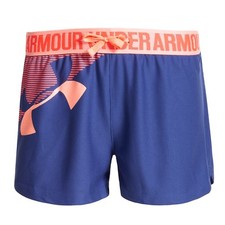 Under Armour HeatGear Big UA Logo Shorts Girls Purple Loose Fit Active Shorts