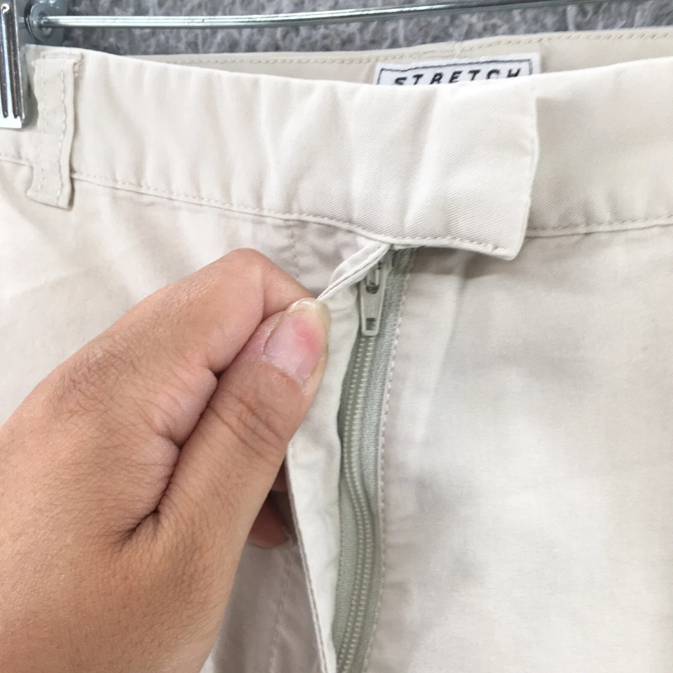 Adidas Stretch Chino Shorts Womens 12 Beige Cotton Blend High Rise Flat Front - Изображение 3 из 4