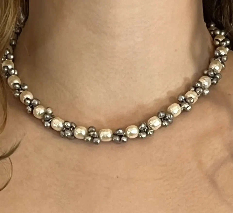 Handmade Freshwater Pearl & Pewter Bead Chunky Statement Necklace By Mon Bijou - Image 3 of 4