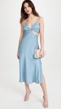 JONATHAN SIMKHAI STANDARD Eliza Slip Dress Cove Blue Straps Prom L NWT $295