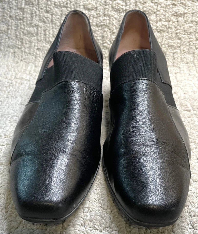 BeautiFeel Black Leather Elastic Patent Pumps Heels Shoes 42 10.5 11 - Image 4 of 4