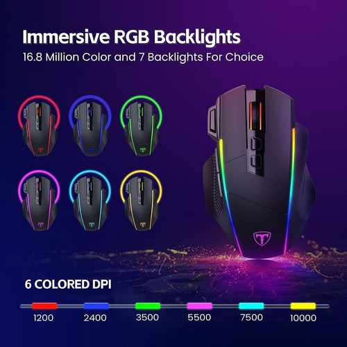 RisoPhy Gaming Maus: 10000 DPI, 8 programmierbare Tasten, Tri-Mode Connectivity - Bild 5 von 10
