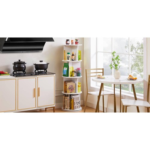 VECELO Unique Revolving Storage Rack for Spinning Small Bookcase for Kids 4-Tier - Picture 5 of 12