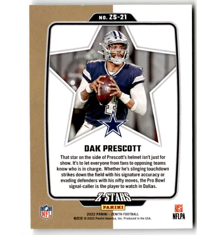 2022 Panini Zenith Z-Stars #ZS-21 DAK PRESCOTT  Dallas Cowboys  - Image 2 of 2