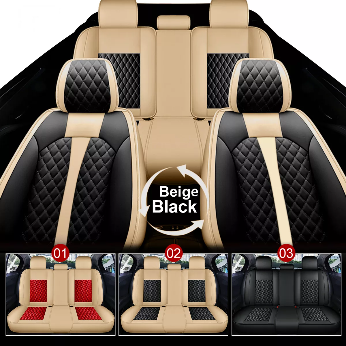 For Hyundai Kona 2018 2024 Car Front Rear Seat Cover Pad Faux